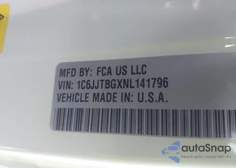 2022 Jeep Gladiator Rubicon 4X4 z USA, uszkodzony, nr VIN 1C6JJTBGXNL141796